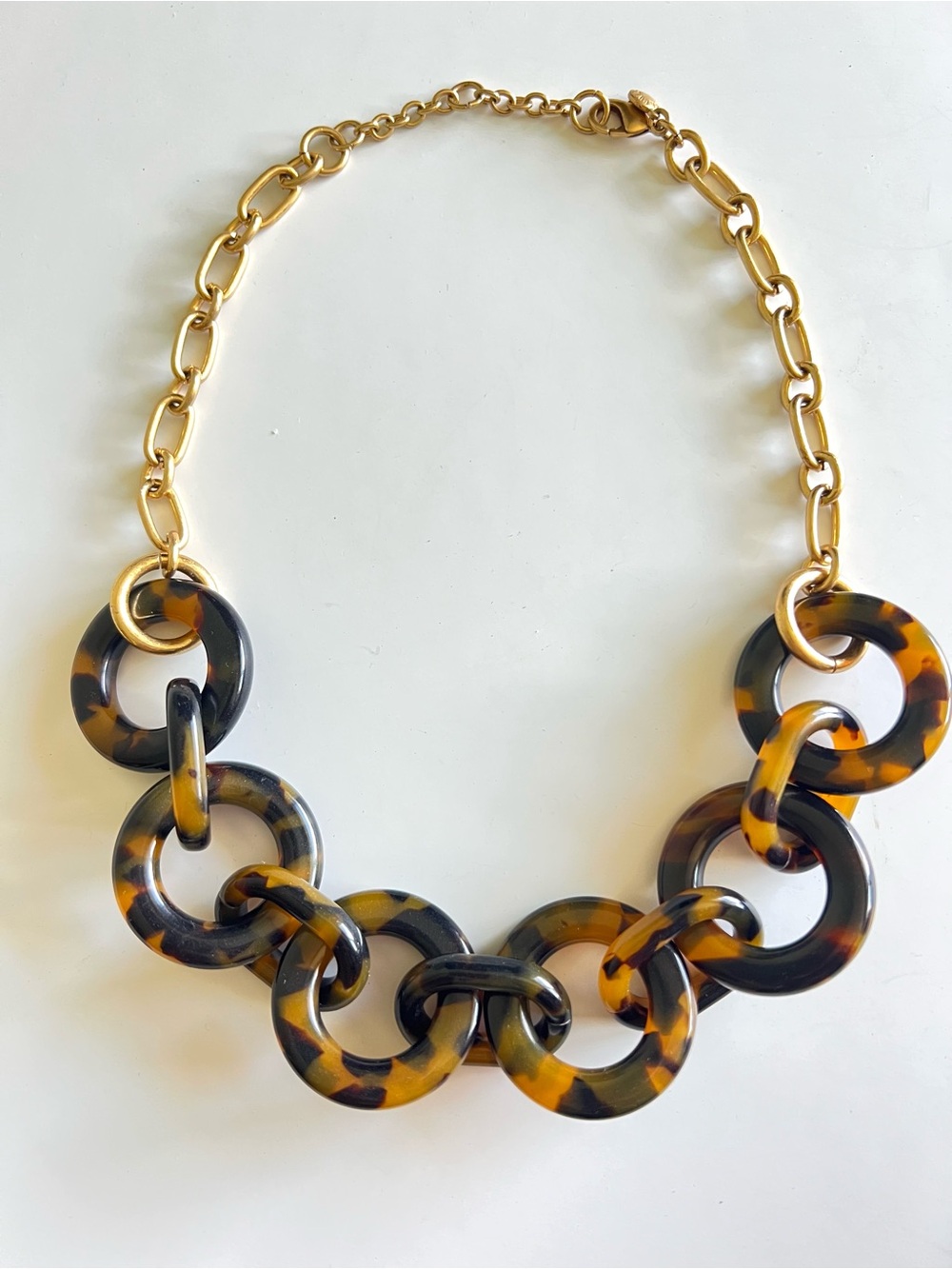 Vintage J Crew Gold-Tone Tortoiseshell Link Necklace- 18”